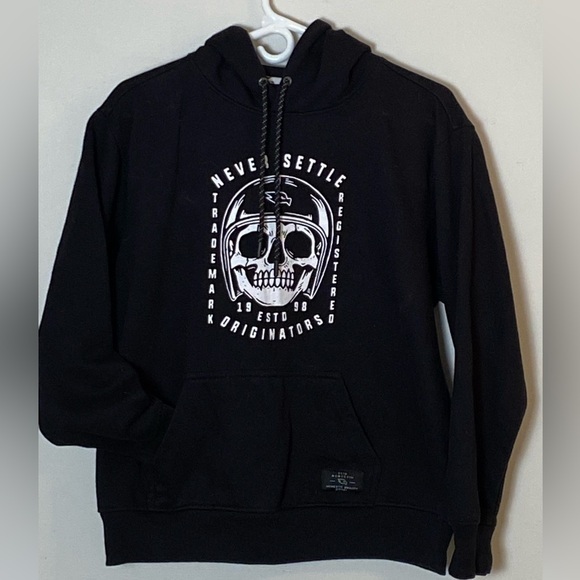 Other - Tony Hawk Skull Graphic Hoodie Black Y2K Grunge Streetwear Never Settle Medium